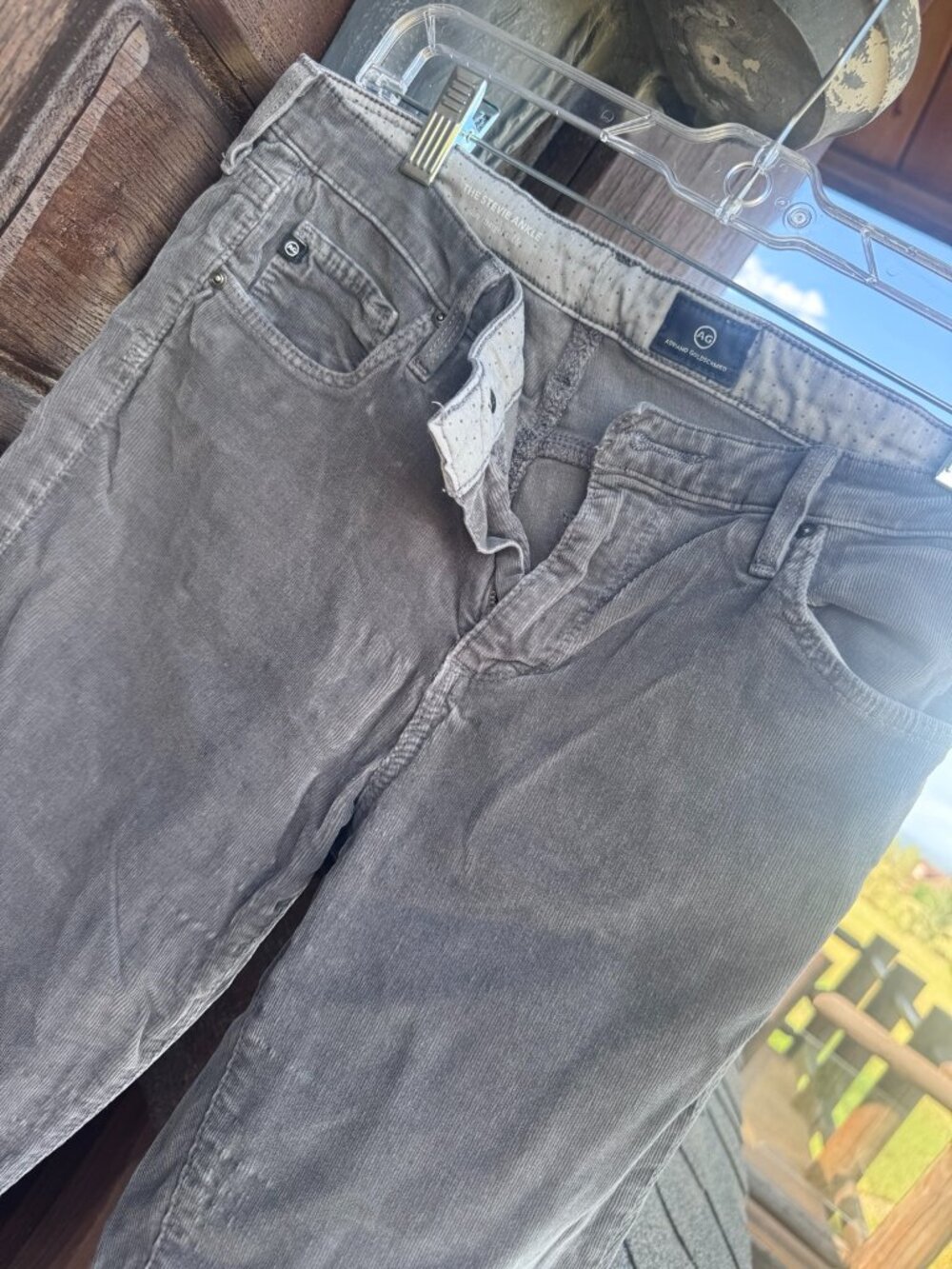AG The Stevie Ankle Corduroy Pants Gray 29R Slim Straight